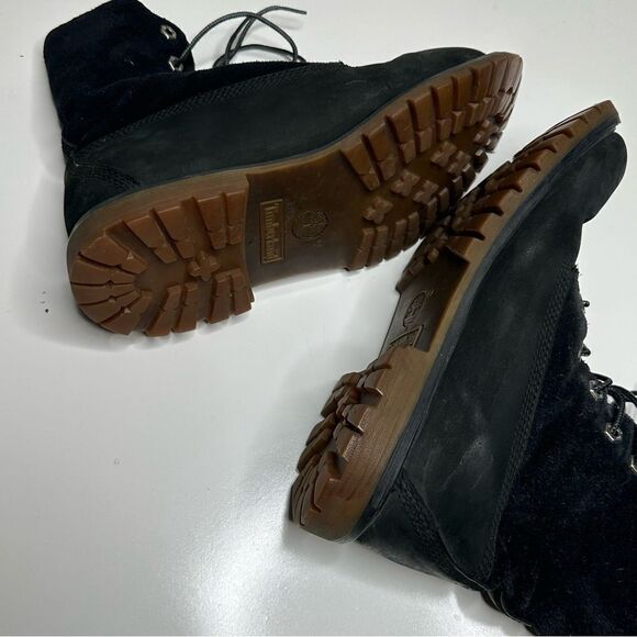 Timberland‎ Womens Boots Size 9.5 M Black Leather Suede Sherpa Lined 3824R - Picture 8 of 8
